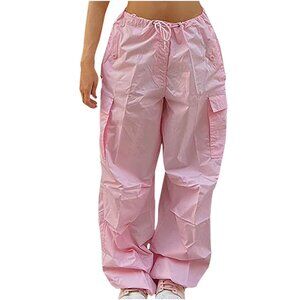 Orange Kiss essentials light Pink cargo style pants women 100% cotton size L